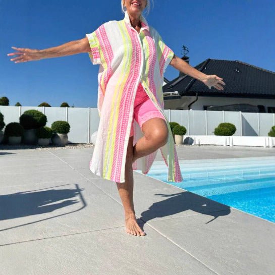 Damer Let bomulds Button-Up overkjole Stilla