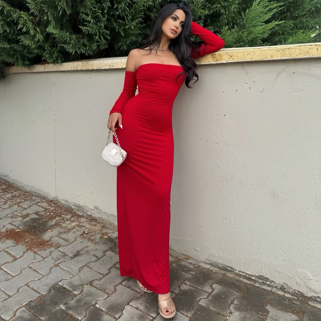 Dame Off-Shoulder Maxikjole med figursyet pasform Stilla