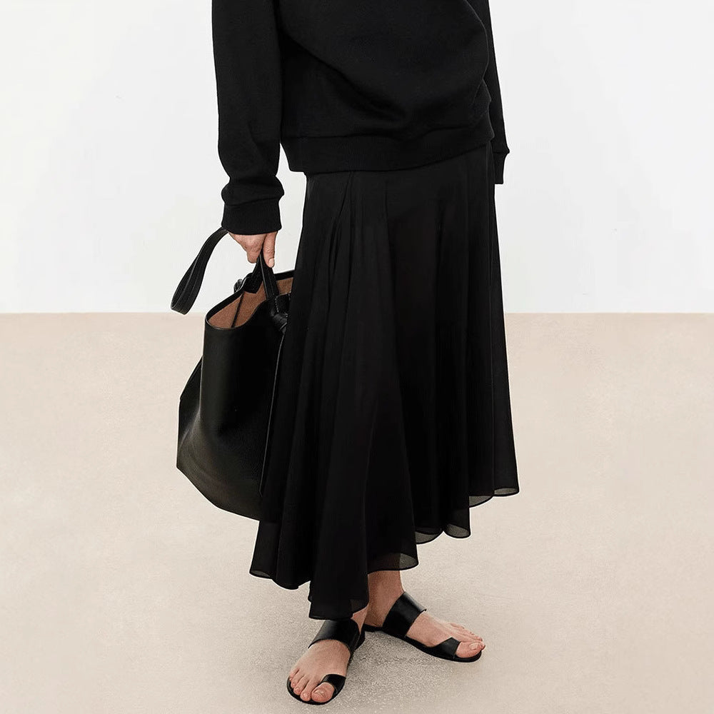 Kvindernes elegante maxi nederdel med asymmetrisk snit Stilla