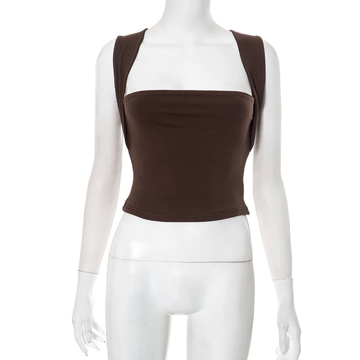 Damer moderne Crop-Top med smalle stropper og tætsiddende snit Skovae