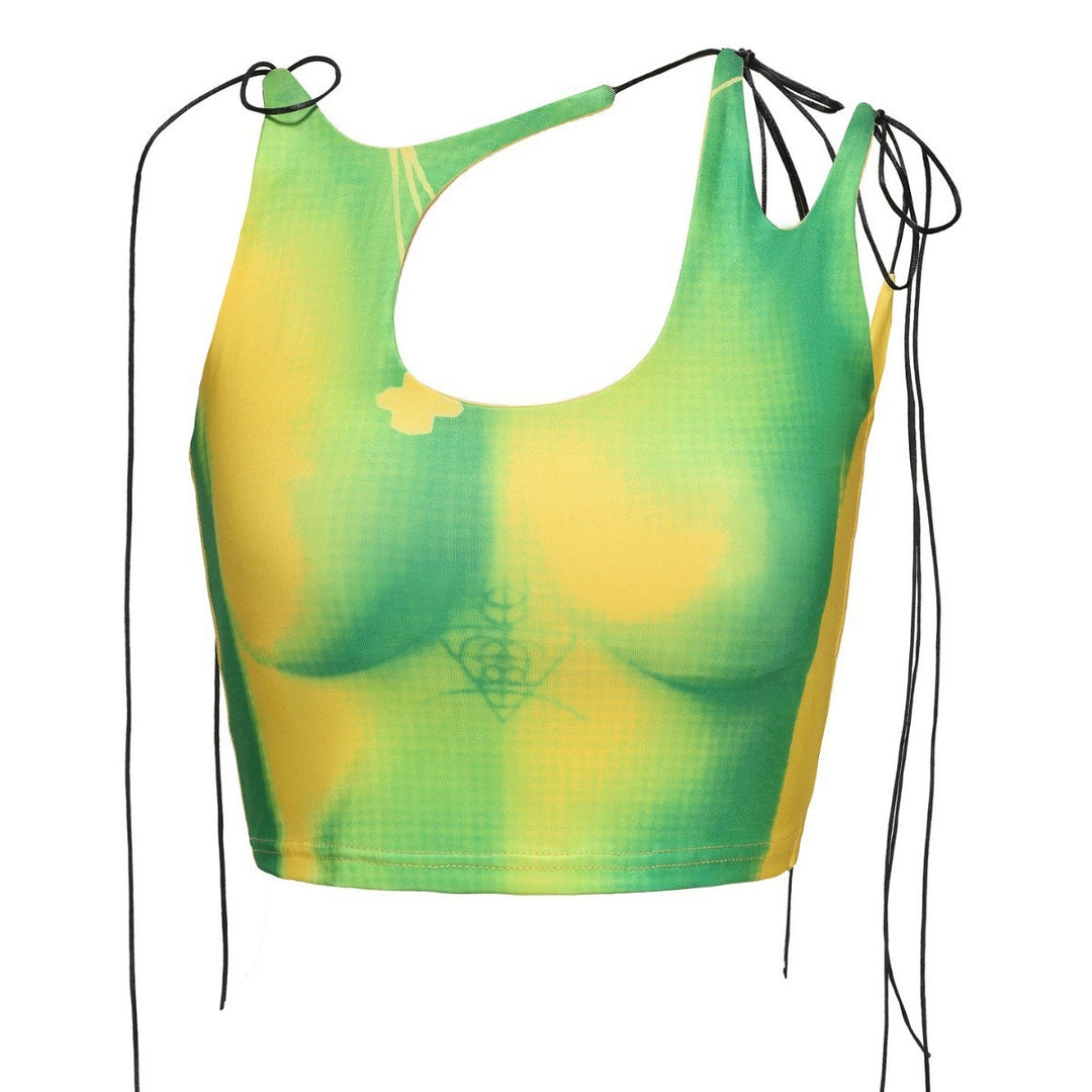 Dame Crop-Top med asymmetrisk udskæring og justerbare stropper Skovae