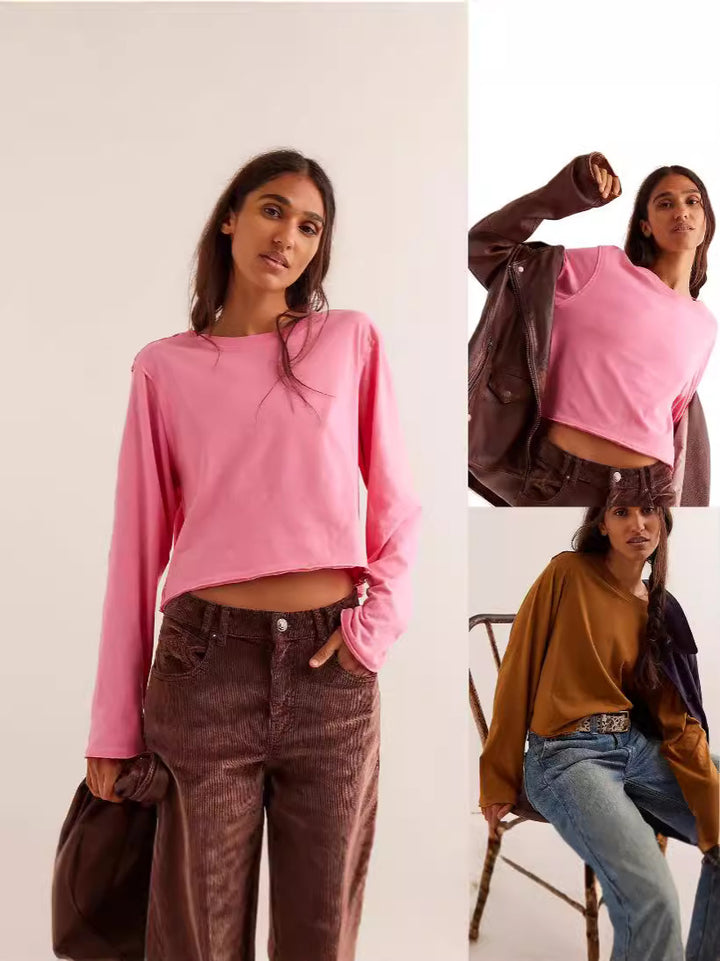Damer Cropped Langærmet top med afslappet pasform Stilla