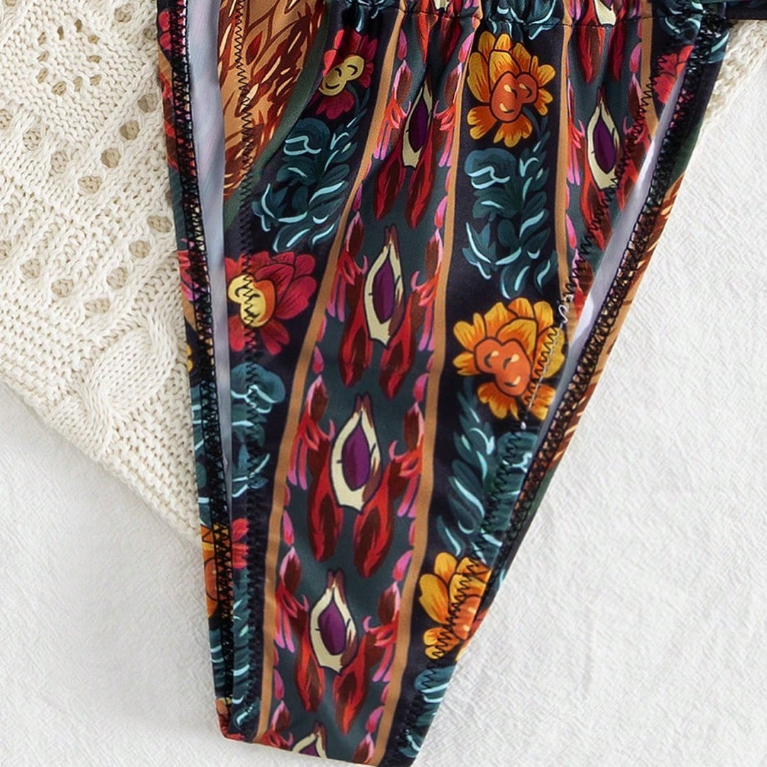 Dame triangel-bikini med blomsterdesign Skovae