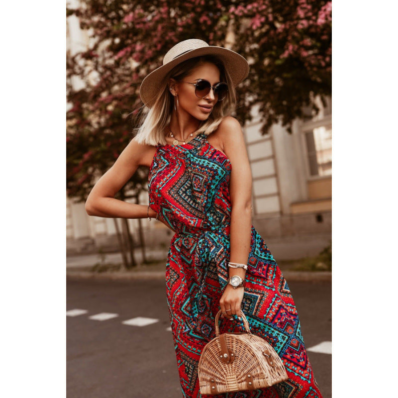 Femme Floral Bindebælte Maxi Kjole Stilla
