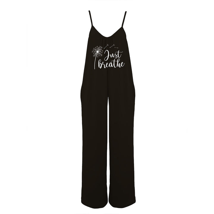 Dame jumpsuit med justerbare stropper og motiverende tryk Stilla