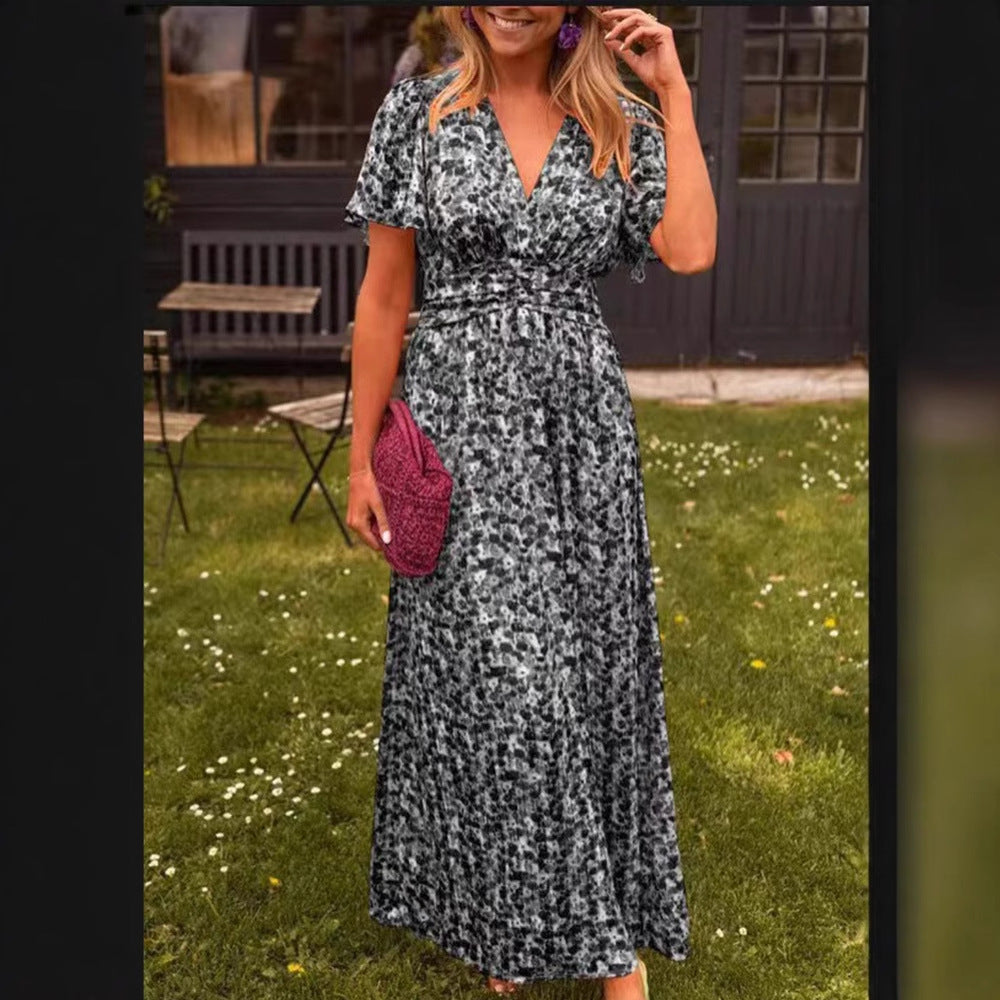 Dame maxikjole med voluminøse ærmer og figursyet snit Stilla
