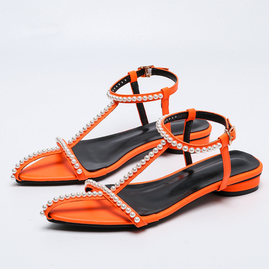 Dame sandaler med elegante perledetaljer Stilla