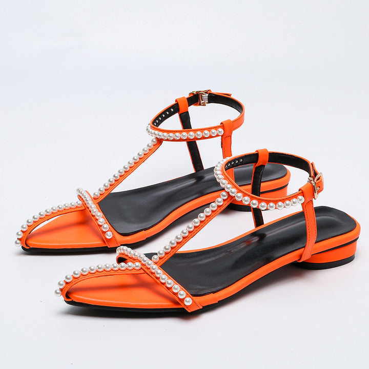 Dame sandaler med elegante perledetaljer Stilla