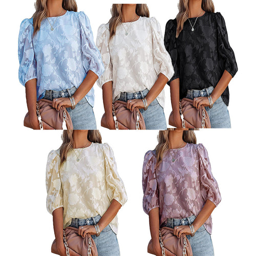 Dame blomsterbroderet bluse Stilla