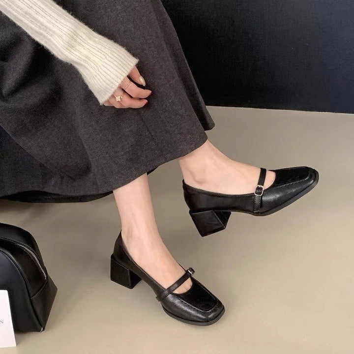 Dame blokhæls Mary Jane pumps med justerbar rem Stilla