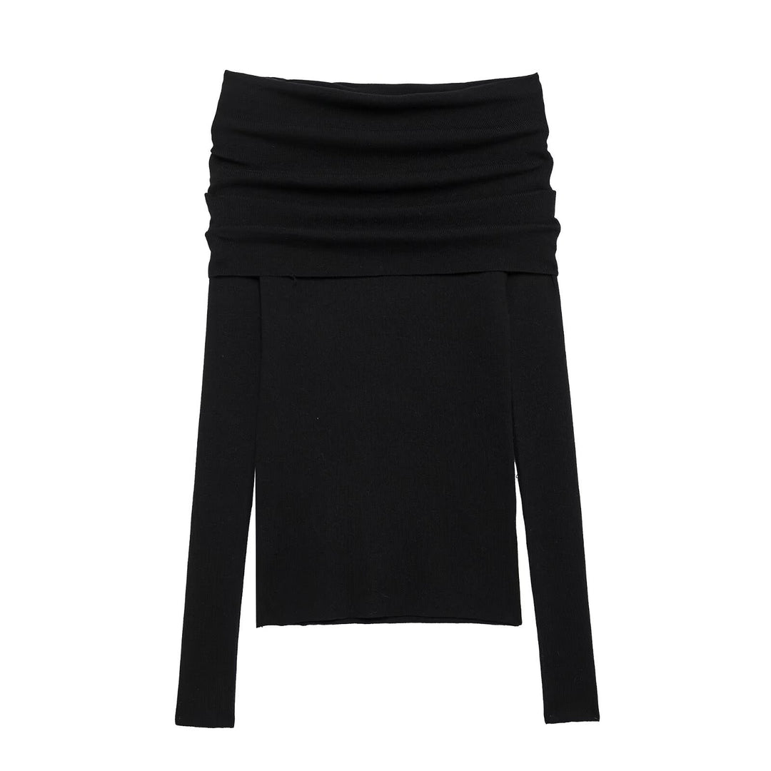 Dame Off-Shoulder Langærmet top med rynk Stilla