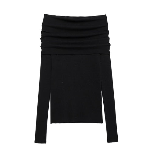 Dame Off-Shoulder Langærmet top med rynk Stilla