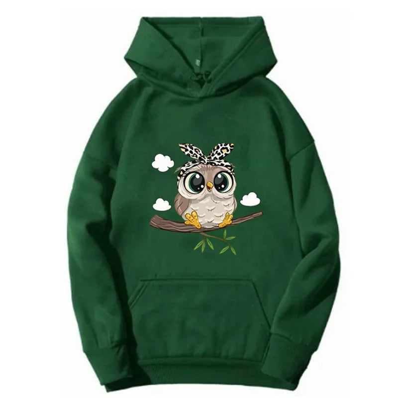 Kvinders hoodie med charmerende uglemotiv Skovae