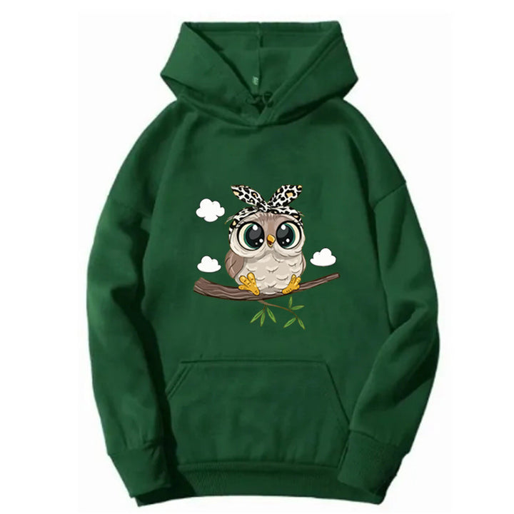 Kvinders hoodie med charmerende uglemotiv Skovae