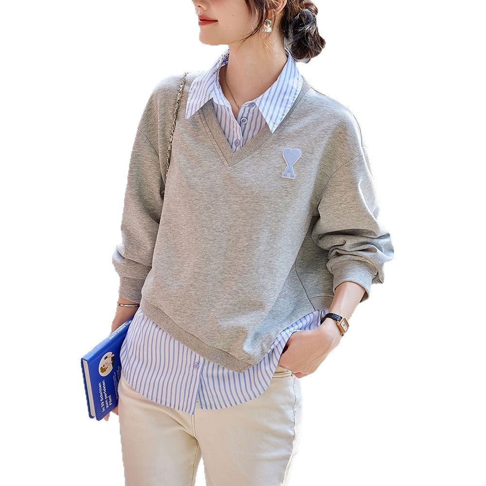 Kvinders afslappede V-hals sweater med camisole effekt