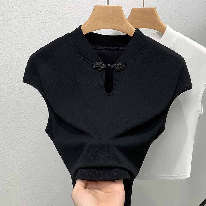 Dame elegant og stilfuld T-shirt med krave Stilla