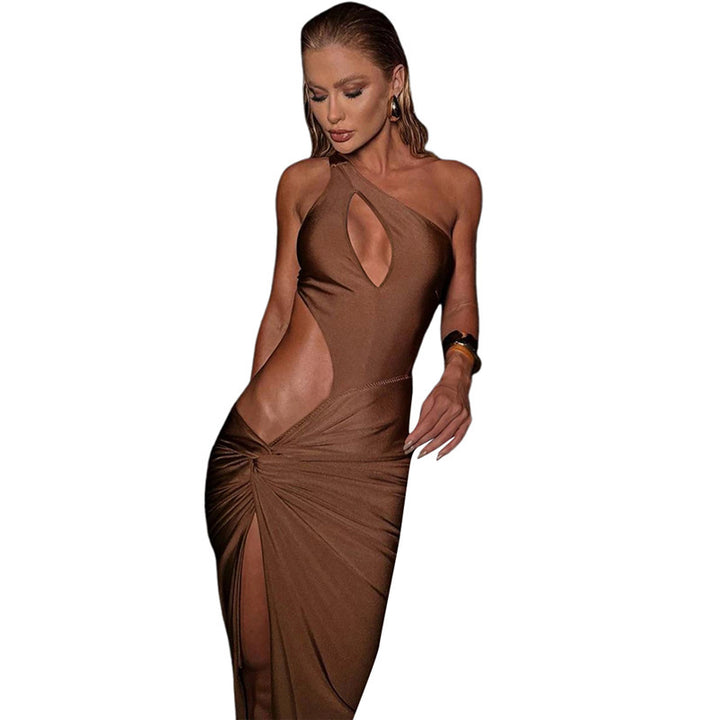 Damer Elegant Asymmetrisk Midi-Festkjole med raffineret Drapering Skovae