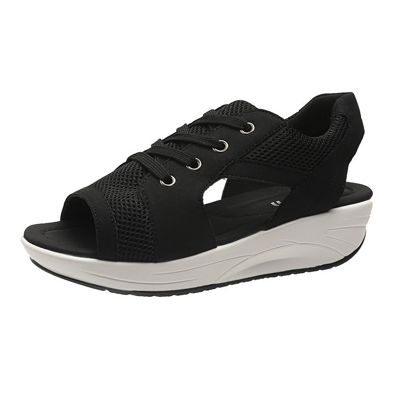 Damer mode Plateau-sneakers med åndbart overmateriale og elastiske snørebånd Stilla