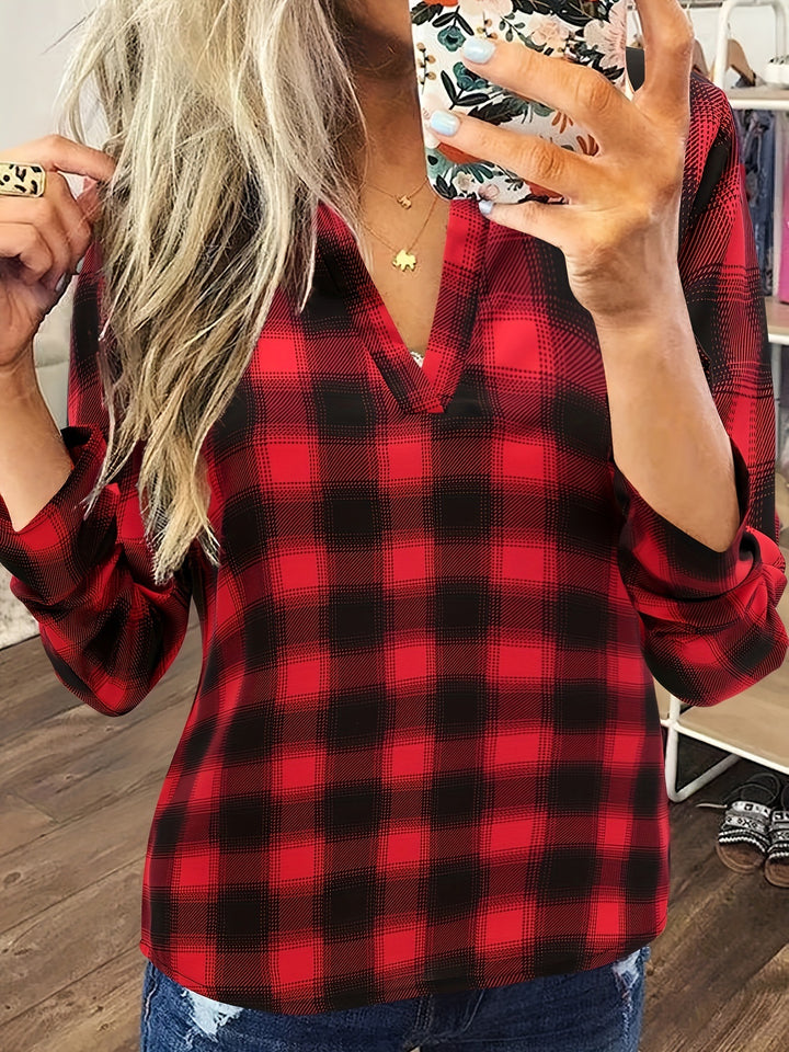 Dame fritidsbluse med V-hals Stilla