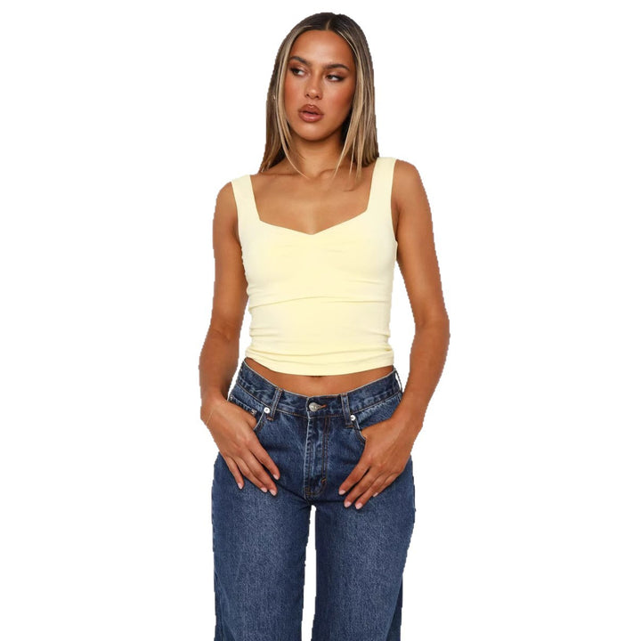 Dame figursyet Crop-Top med brede stropper og V-hals Skovae