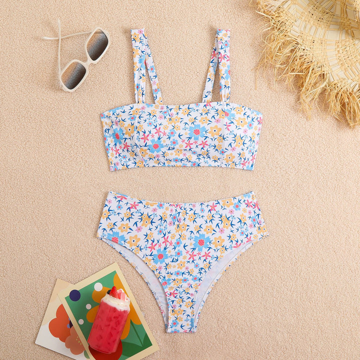 Dame bikini-sæt med blomsterdesign og høj talje Stilla