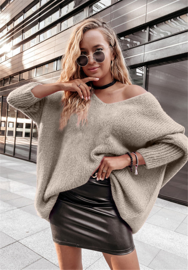 Dame Oversized Strikpullover med asymmetrisk design og afslappet snit Stilla