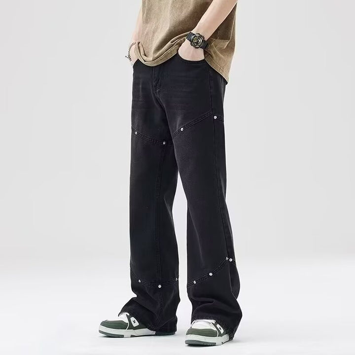 Herre Behagelige High-Waist Jeans med innovativt design og praktiske detaljer Stilla