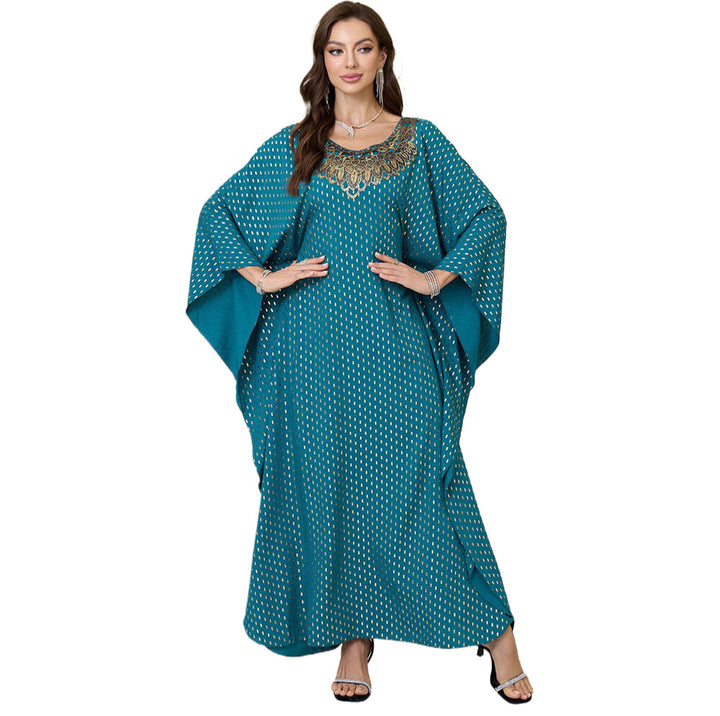 Dame Maxikimono med elegant applikation Stilla