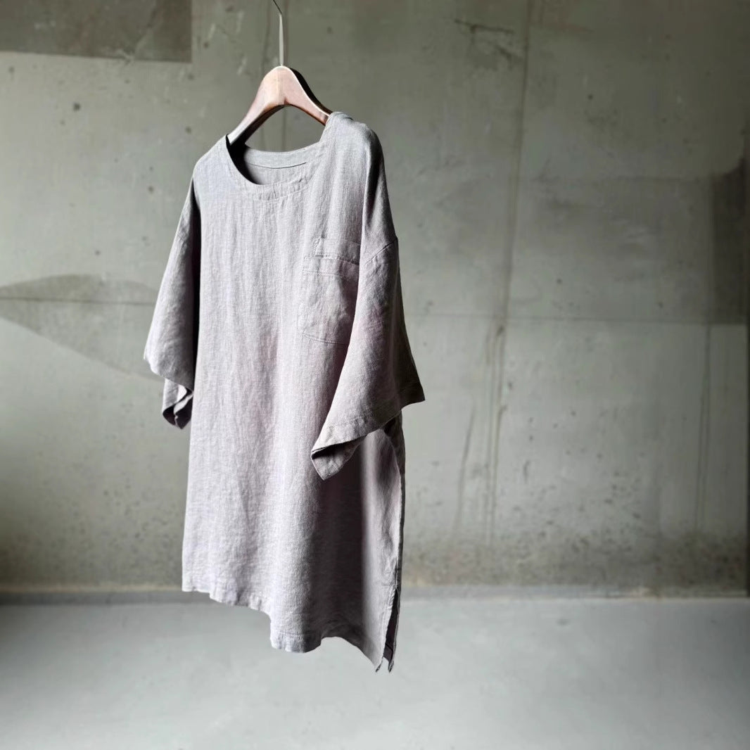 Femme Casual Linned Tunika-Skjorte Stilla