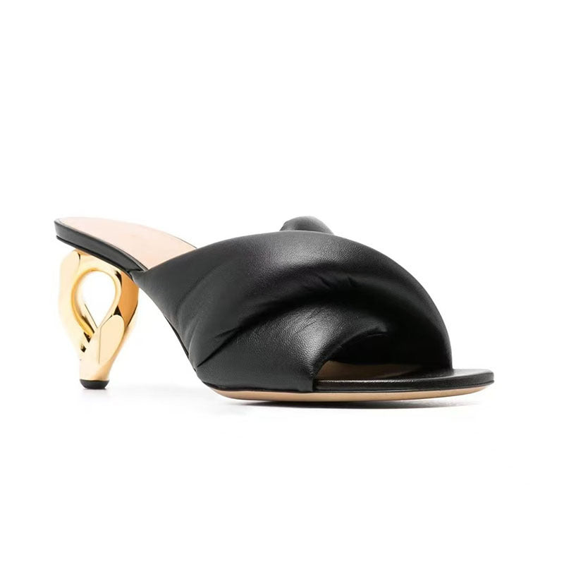 Femme Open-Toe High Heels med elegant guldaccent Stilla