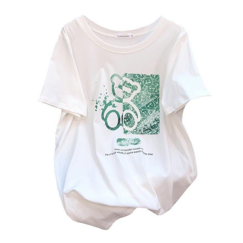 Dame T-Shirt med kunstnerisk teddy-design og afslappet skærsnit Stilla