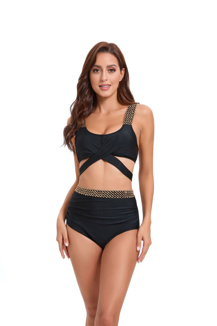Damer Sporty Bikini-Sæt med raffineret indviklingsdesign og justerbare stropper Skovae