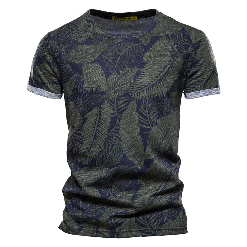 Herren T-Shirt med moderne palmeprint og behagelig pasform Stilla