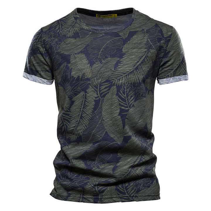 Herren T-Shirt med moderne palmeprint og behagelig pasform Stilla
