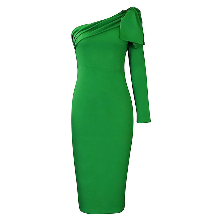 Dame elegant Etuikjole med asymmetrisk udskæring og drapering Stilla