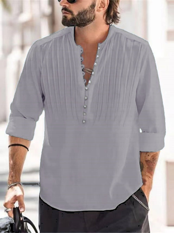 Herrer Elegant Button-Down Plisseret Skjorte Stilla