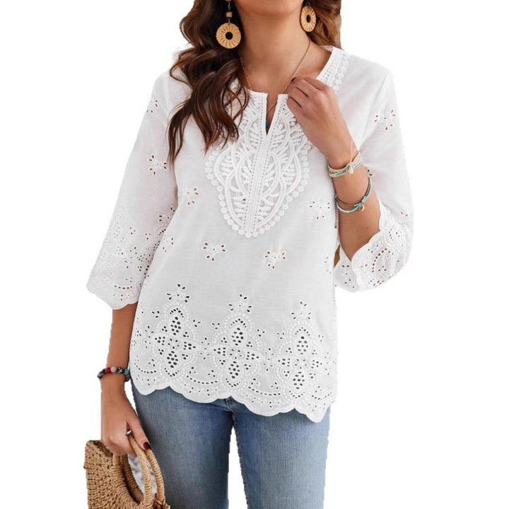 Damebluse med kunstneriske broderier Stilla