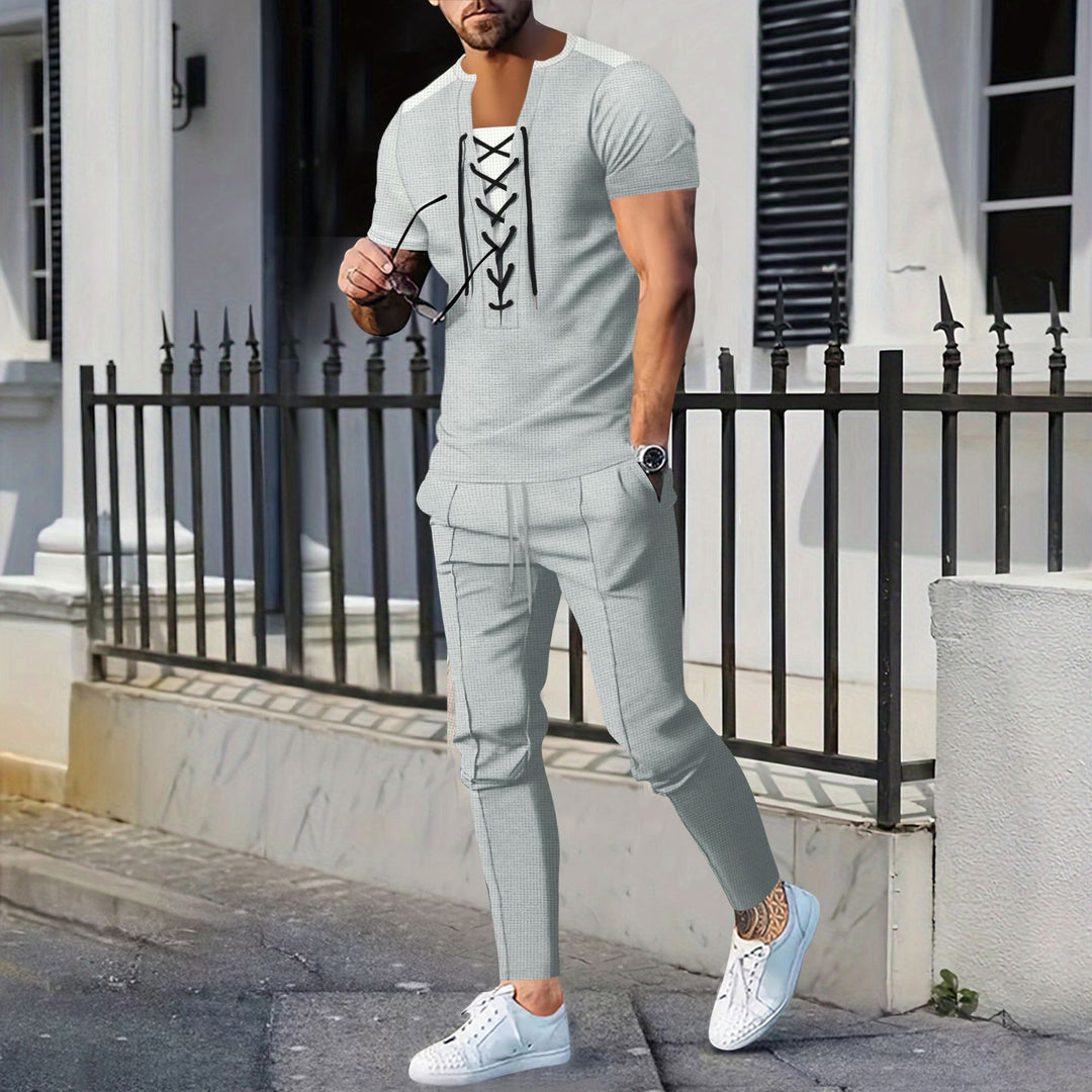 Herre stilfuld fritidsoutfit med afslappet snøredesign og elastisk bånd Stilla