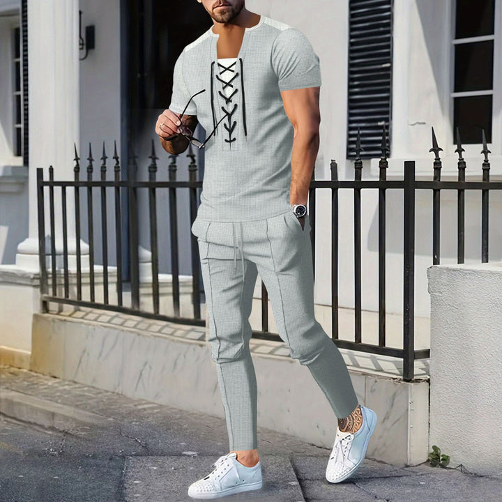 Herre stilfuld fritidsoutfit med afslappet snøredesign og elastisk bånd Stilla