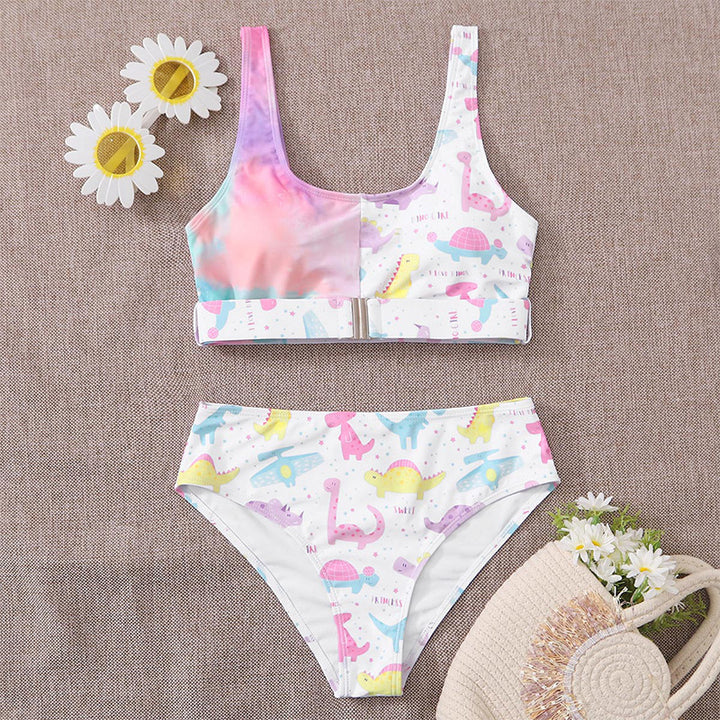 Dame Farverig Dinosaur Print Bikini-Sæt Skovae