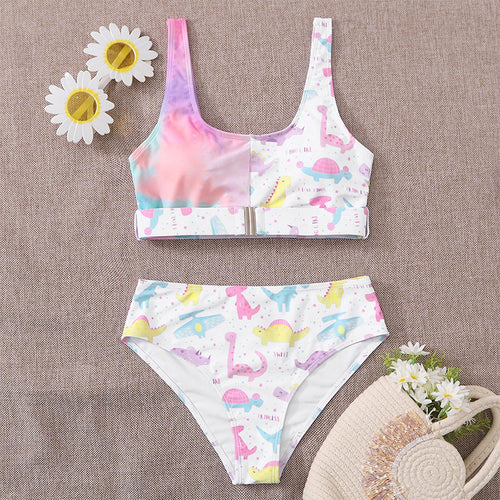 Dame Farverig Dinosaur Print Bikini-Sæt Skovae