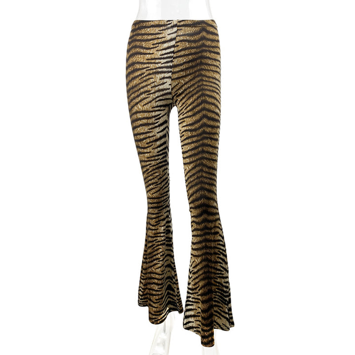 Dame Flared Leggings i dyreprint Tigerstrik-vask Skovae
