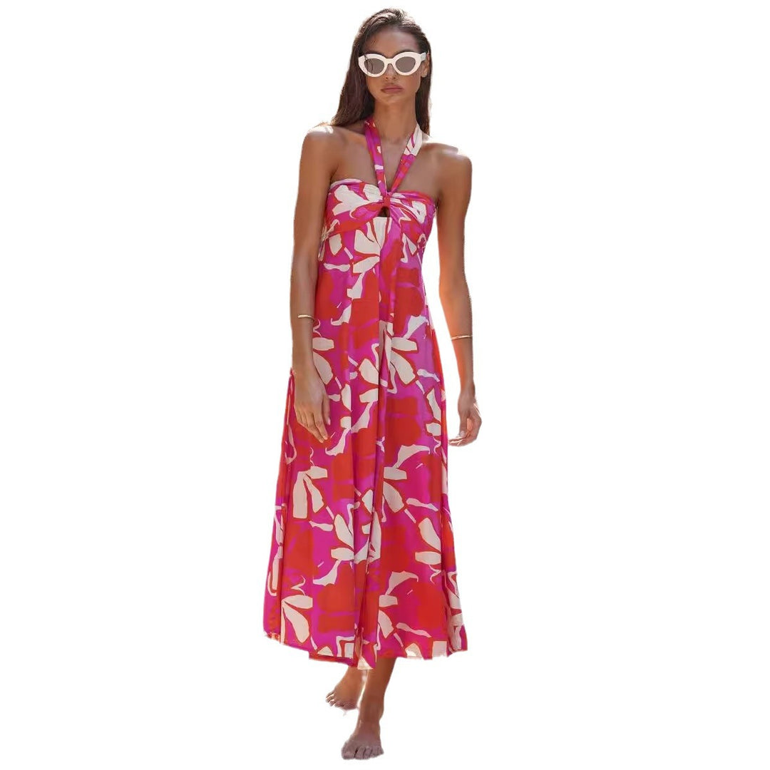 Dame Maxi Kjole med raffineret Halterneck og trendy Print Stilla