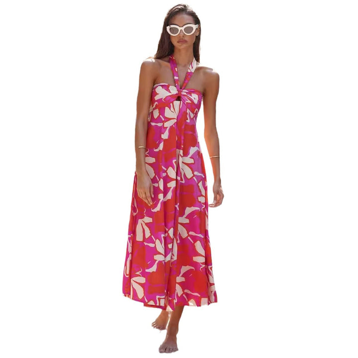 Dame Maxi Kjole med raffineret Halterneck og trendy Print Stilla