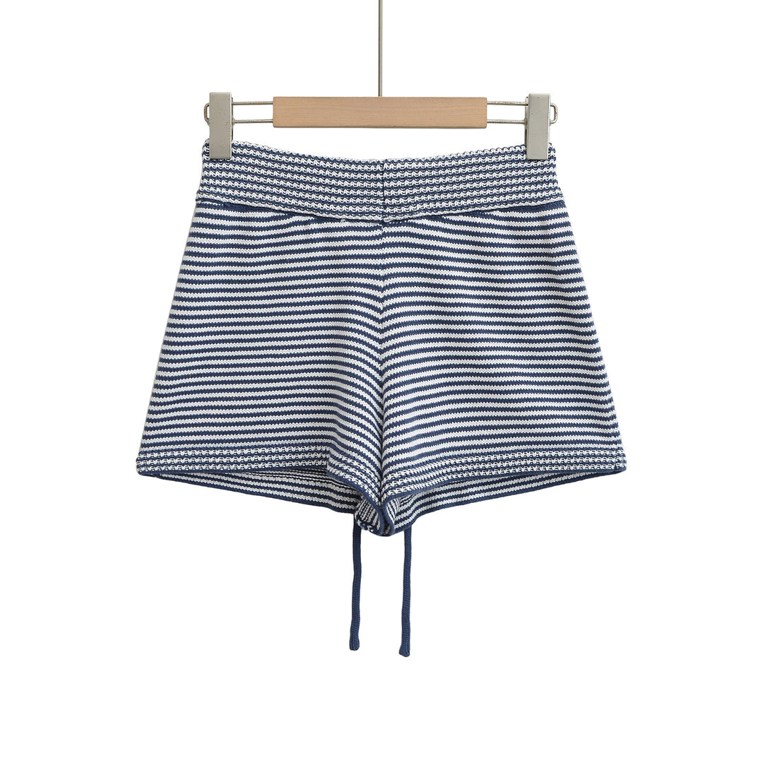 Dame stribede sportshorts med elastisk talje og snor Stilla