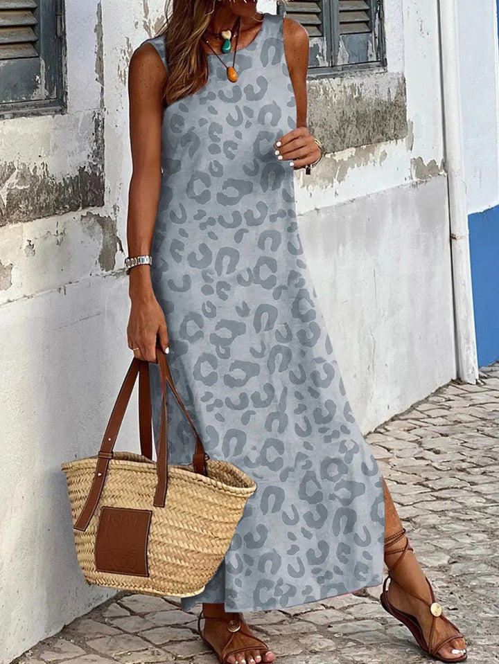 Dame Smart Leopardprint Maxi Kjole Stilla