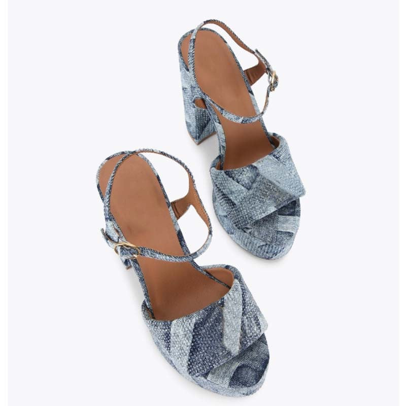 Femme Strappy High-Platform Heels med strass dekorationer Stilla