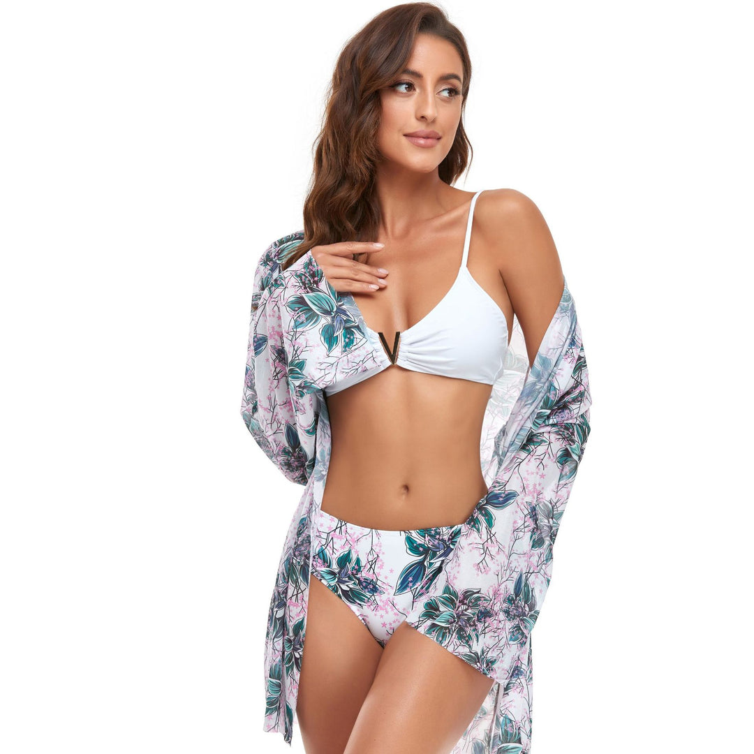 Damebikini med blomsteroverdel Stilla