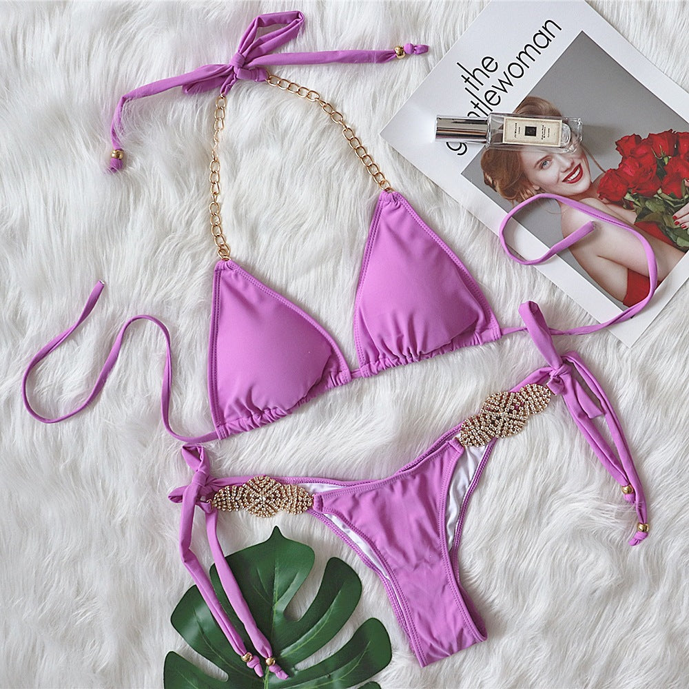 Dame Chic Kæde-Detalje Bikini Sæt Stilla