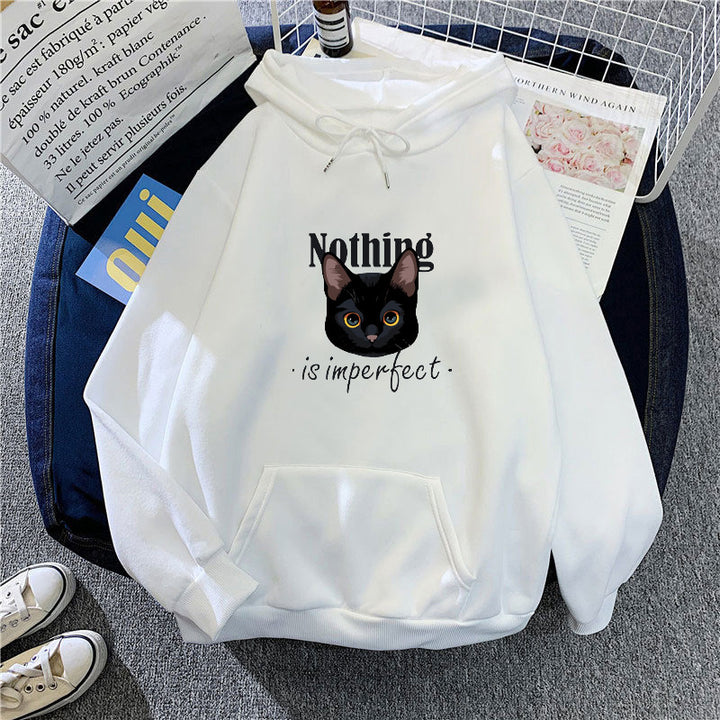 Women's Cozy Hoodie with Artistic Cat Design Skovae